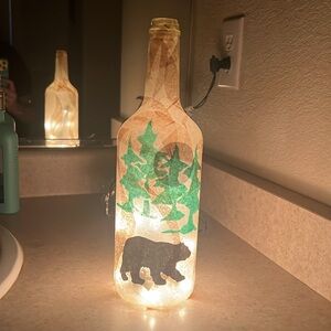 Wine bottle bear decor